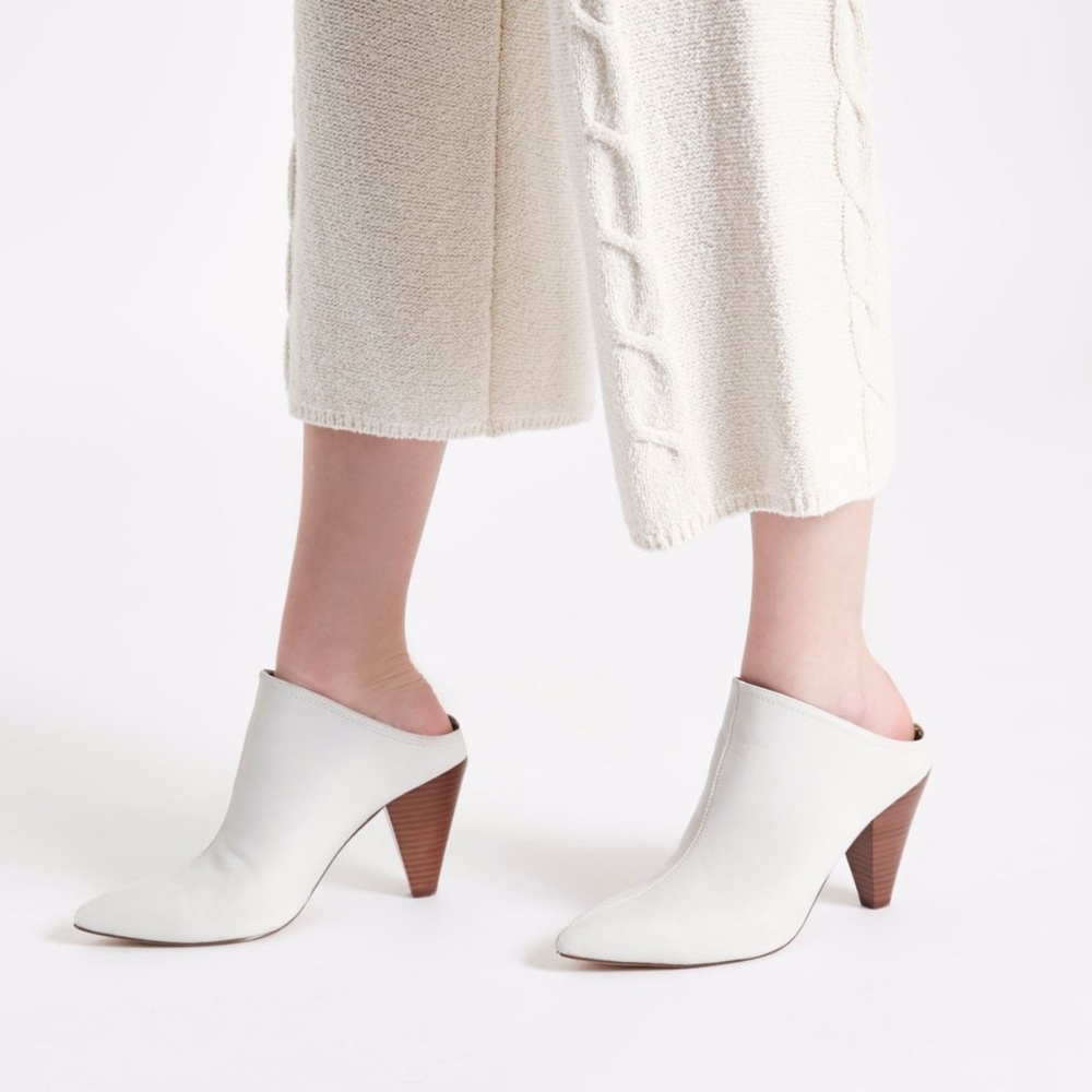 River Island White pointed toe cone heel mules